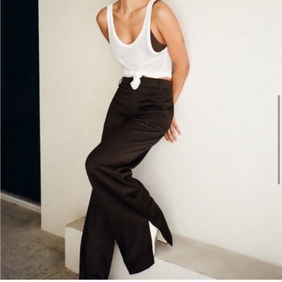 𝅺zara 2 Piece SUIT - BLAZER AND FULL LENGTH SATIN EFFECT PANTS BROWN - Picture 5 of 16